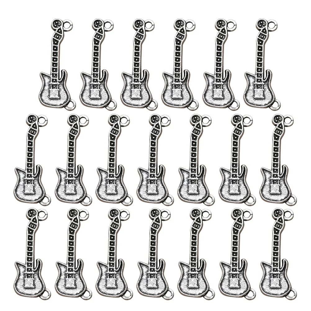 

20PCS Alloy Exquisite Guitar Pendants Charms DIY Jewelry Making Accessory for Necklace Bracelet ( Silver)