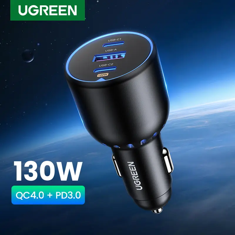UGREEN-USB C carregador de carro para xiaomi, iphone 15, samsung galaxy s24, laptops, mesa, pd 3.0, carregamento rápido, 130w