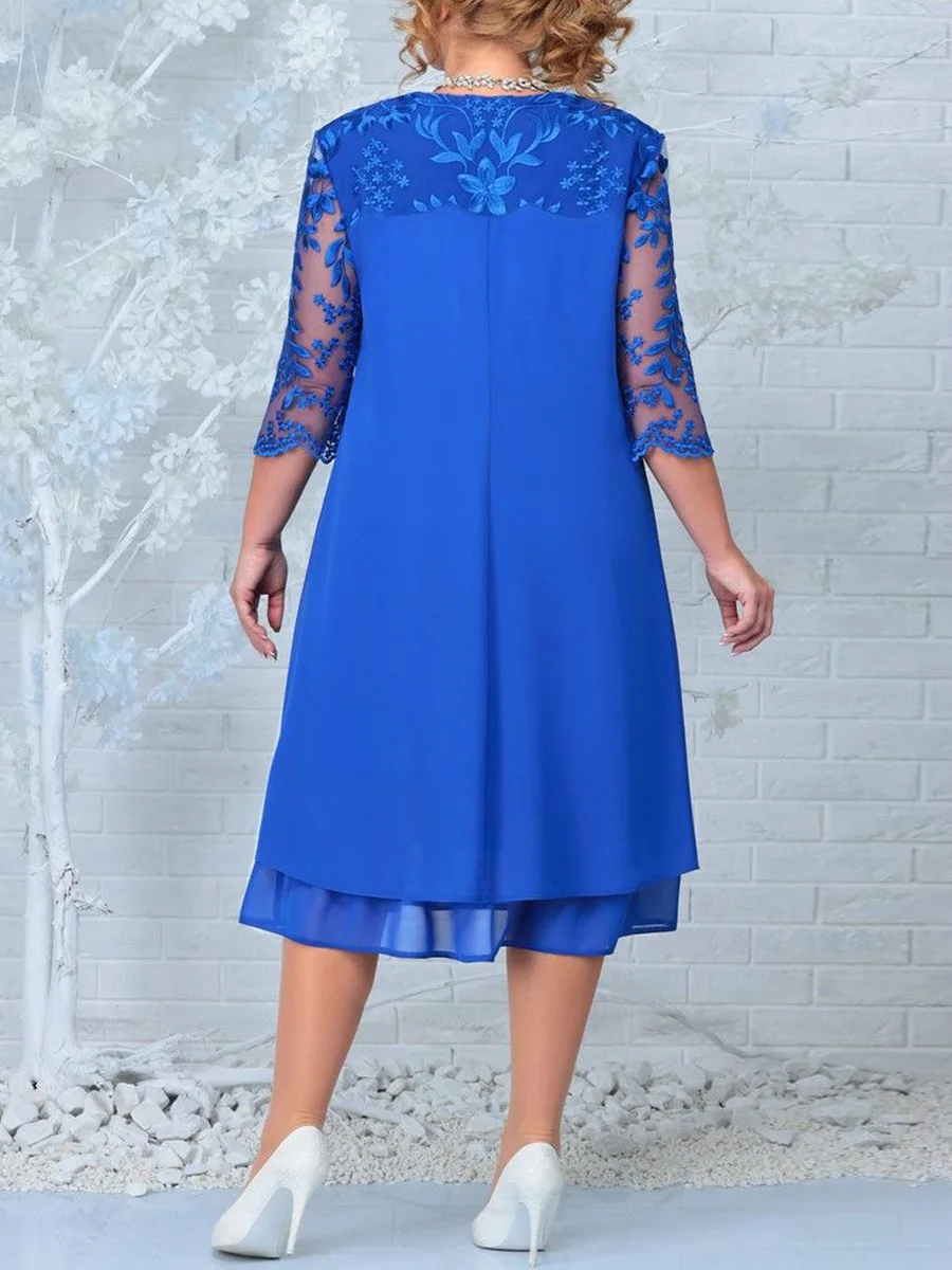 Plus Size Summer Dress Woman 2026 New Fashion Embroidery Patchwork Elegant Wedding Party Curvy Dresses