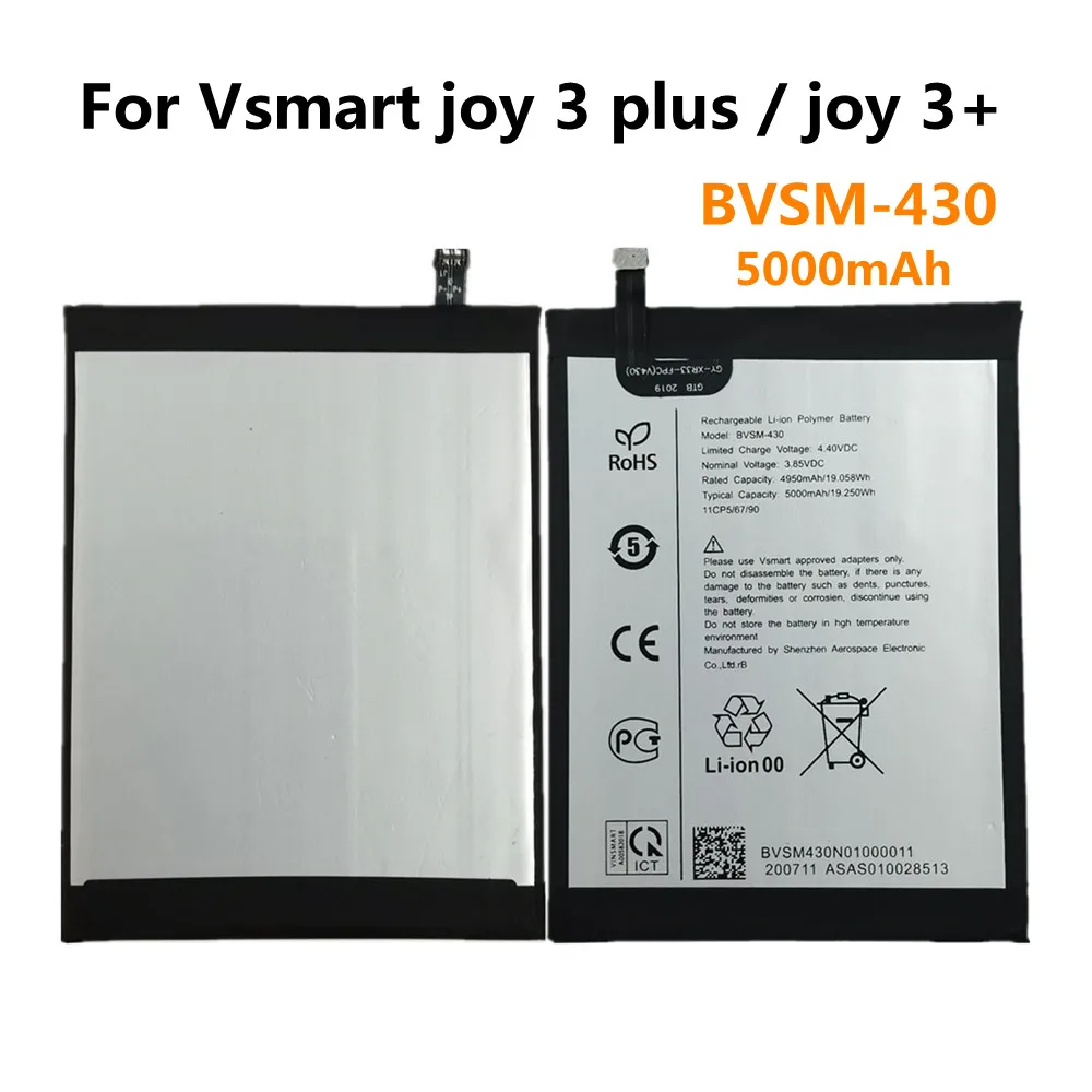 

New 5000mAh BVSM-430 Battery For Vsmart joy 3 plus / joy 3+ BVSM 430 BVSM430 Phone Battery Bateria Fast Shipping In Stock