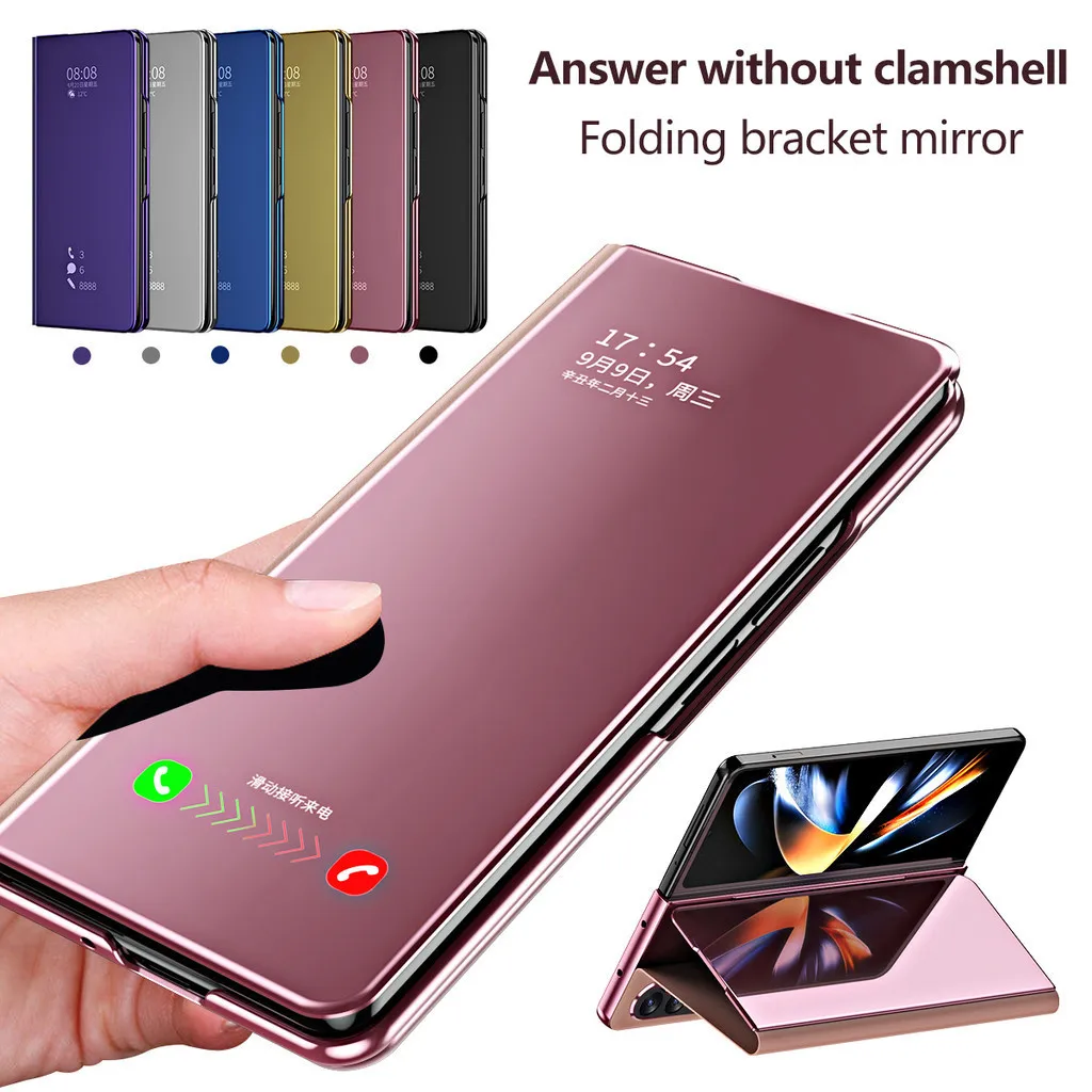 Plating Mirror Leather Cover For Samsung Galaxy Z Fold6 5G Smart Window Phone Case For Samsung Z Fold 5 4 3 2 1 Flip-Free Answer