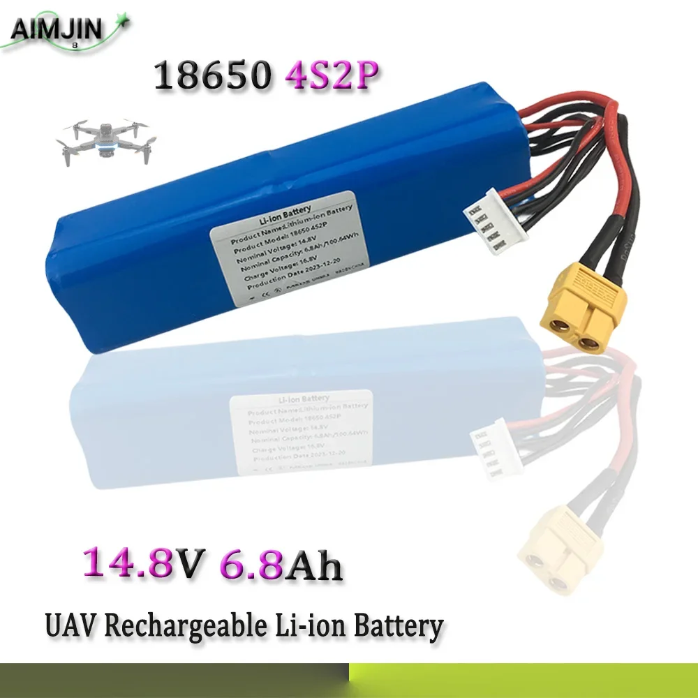 

For Various RC Airplane Quadrotor XH2.54-5P XT60，18650 4S2P 14.8V 6.8Ah High Capacity UAV Rechargeable Li-ion Battery