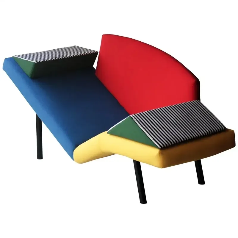 Factory Custom Modern Memphis Geometric Lounge Chair Color Padded Metal Frame Sofa for Hotel Villa Furniture