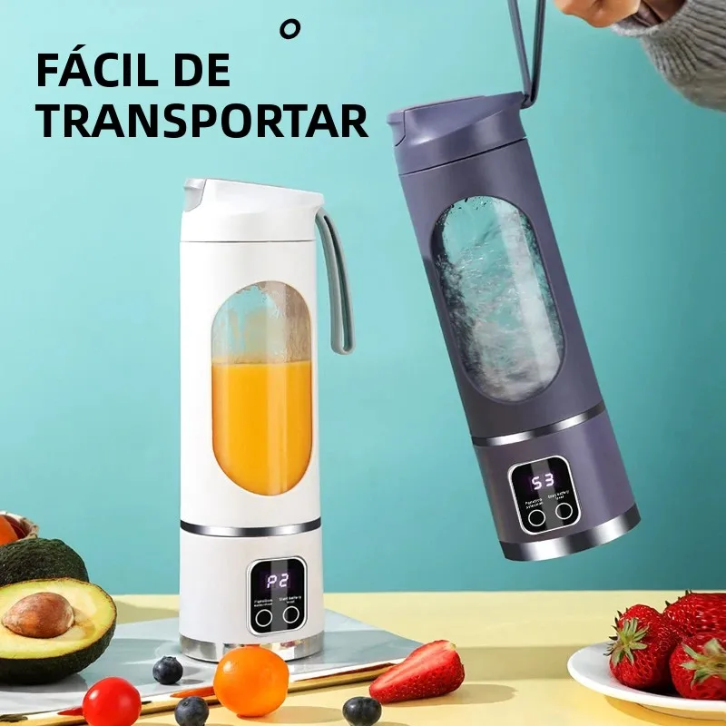 Exprimidor de frutas portátil de 10 hojas, 450ml de capacidad, 3 engranajes, licuadora recargable por USB, trituradora de hielo, puede hacer batidos/hielo