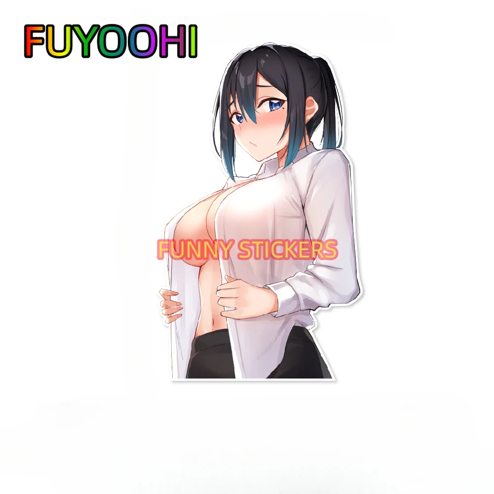 FUYOOHI Cute Long Hair Sexy Anime Female Car Sticker Styling Waterproof Beauty Female Sticker For Auto Laptop Motorcycle Luggage
