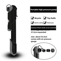 Portable Bicycle Pump Mini Air Pressure Gauge Mountain Bike Pump Outdoor AV/FV Valve Motorcycle MTB Bike Air Inflator