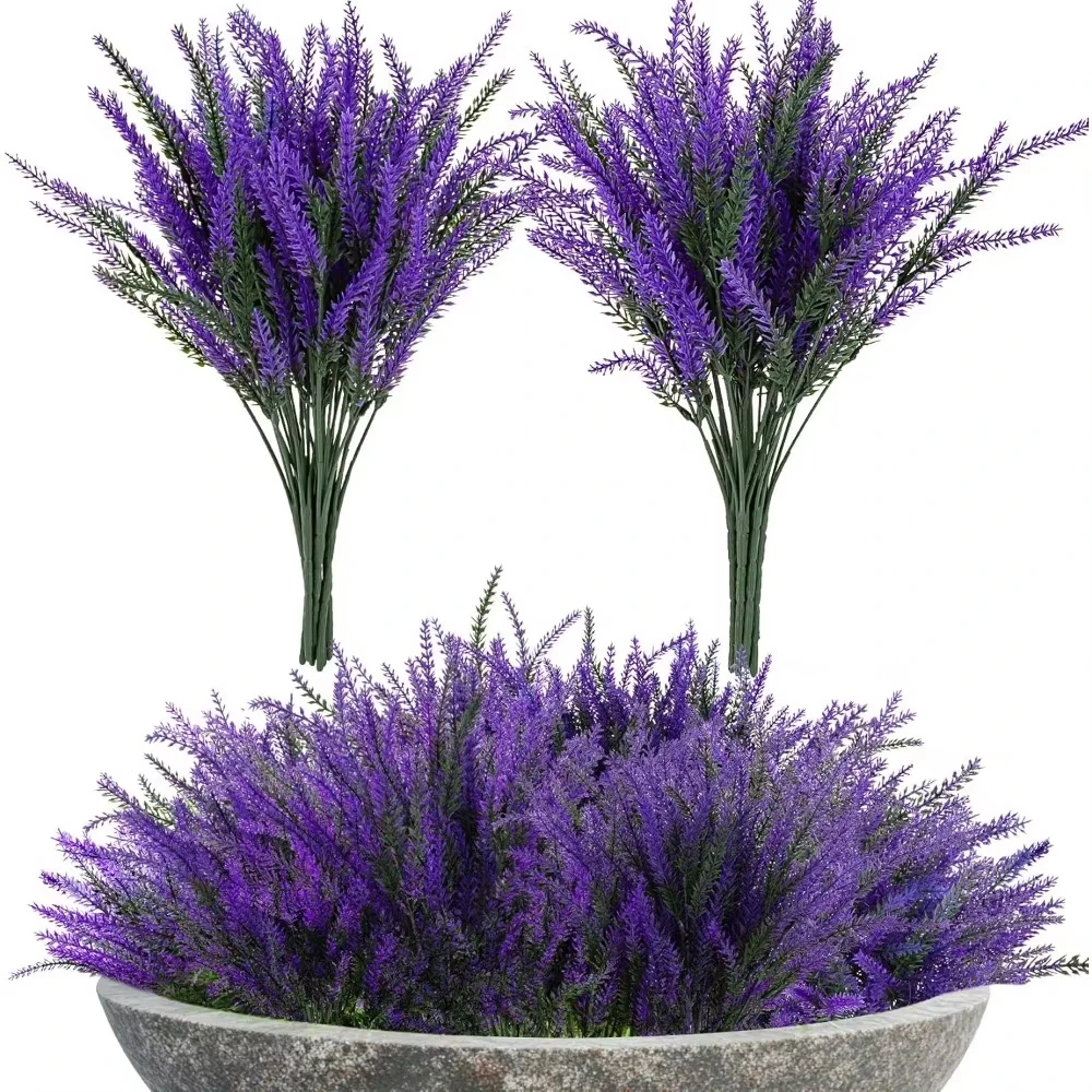 5Pcs Artificial Lavender Flowers Heads DIY Fake Flowers Bouquets Home Room Decor Party Garden Table Wedding Decor Outdoor Plants 4