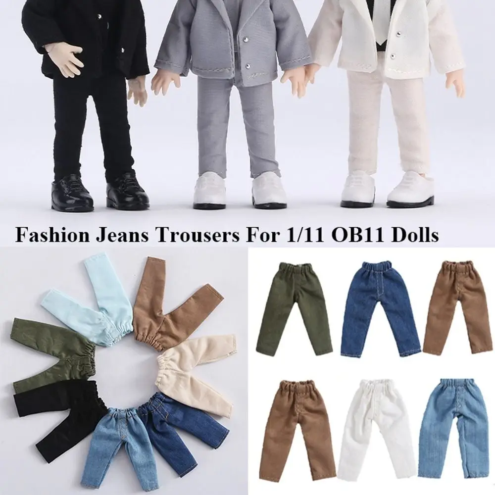 Fashion Clothes Trousers For 1/11 OB11 Dolls 1/12 Bjd Doll Clothes Denim Pants DIY Obitsu 11 Doll Clothes Accessories Toys