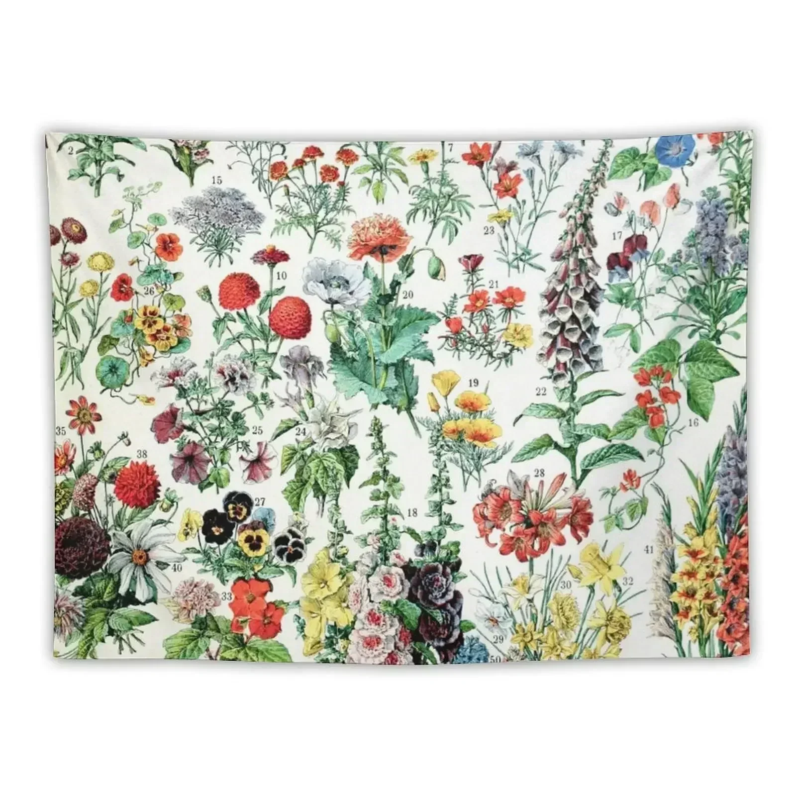 

Adolphe Millot - Fleurs A - French vintage poster Tapestry Decoration Aesthetic Decorative Paintings Home Decorations Tapestry