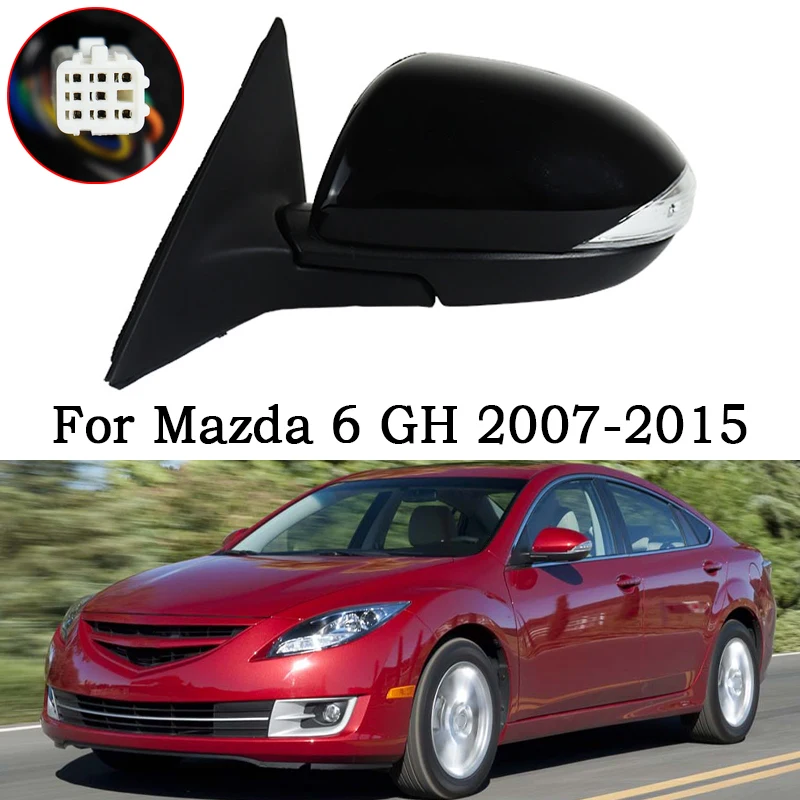 

Car 8pins Rear View Mirror Assembly With Signal Lamp Electric Folding Lens Adjustment Heating For Mazda 6 GH 2007-2015