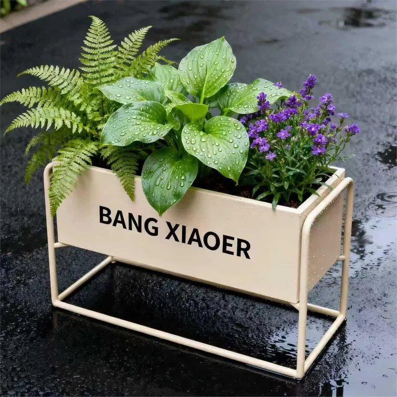 Outdoor Green Plant Flower Box Fence Hanging Planter Simple Long Partition Flower Pot Shelf for Coffee Shop Restaurant Decor