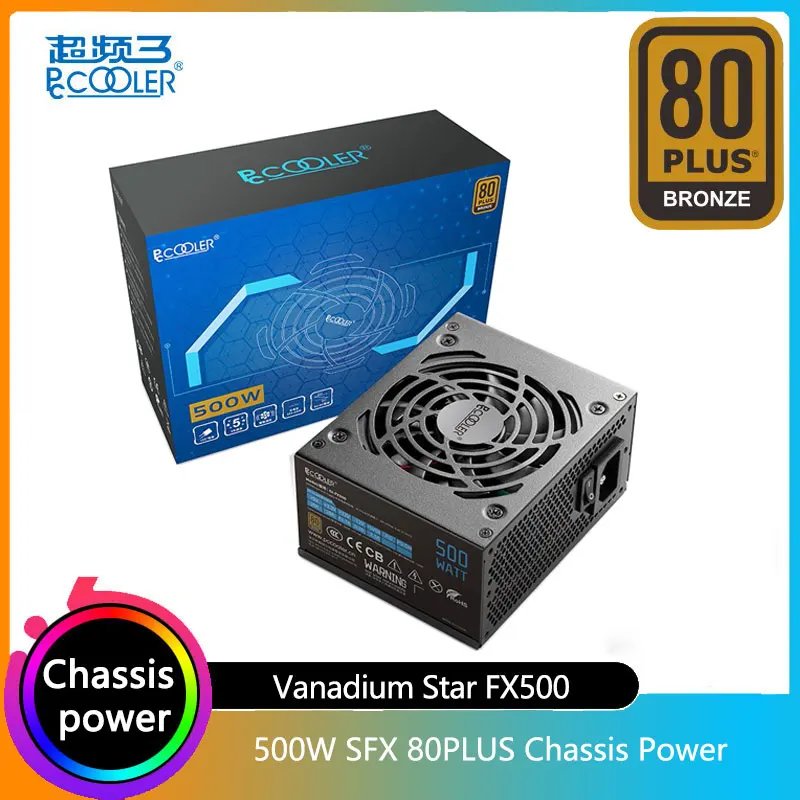 

Pccooler 500W Vanadium Star GI-FX500 Black SFX Mini Power Supply 80PLUS Certified Small Chassis Perfect Power Supply