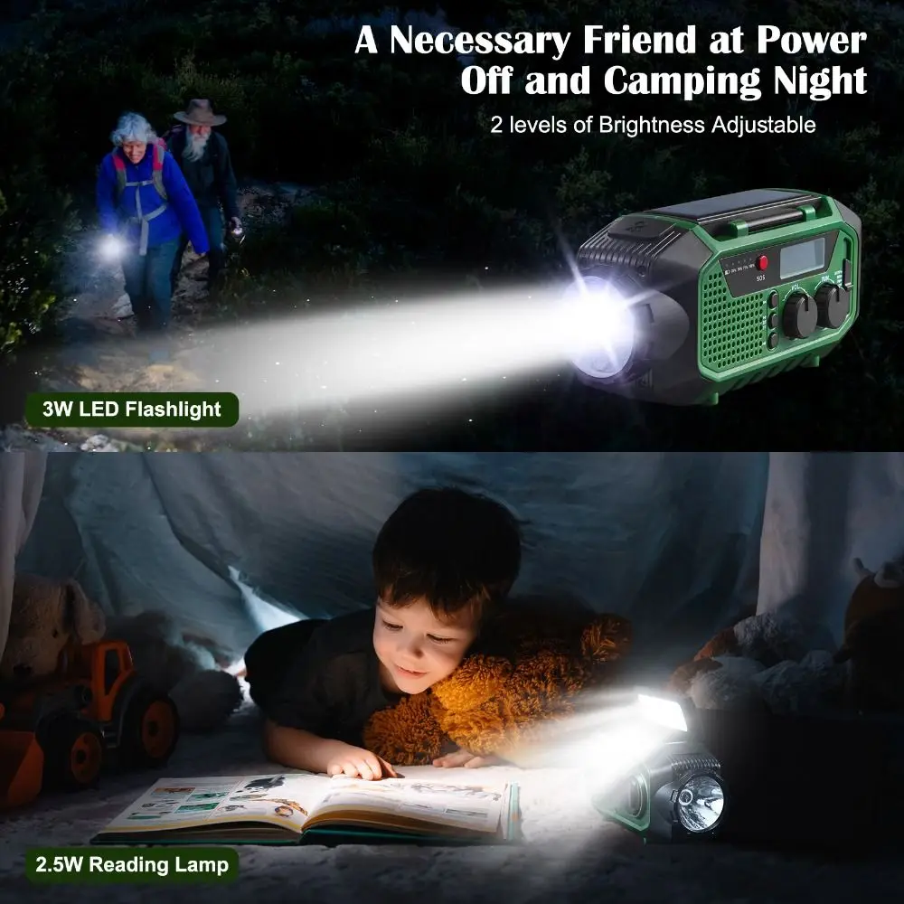 

USB Charger Solar Power Emergency Radio SOS Alarm TF Card AM/FM/WB Radio Multifunctional Power Bank Bluetooth Speaker