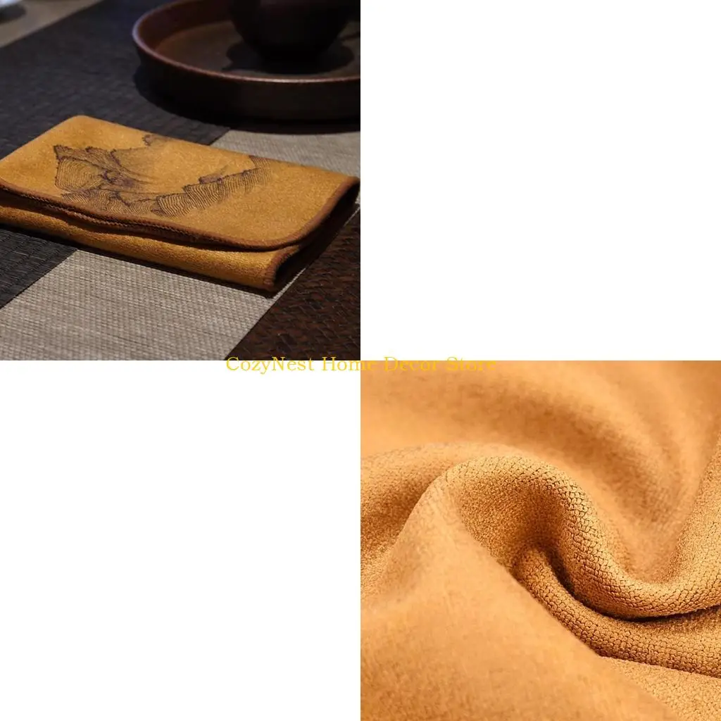 92MF Painted Tea Towel Absorbent Rag Thickened Table Cleaning Tea Cloth Household Kitchen Cleaning Cloth Dish Cleaning Towels