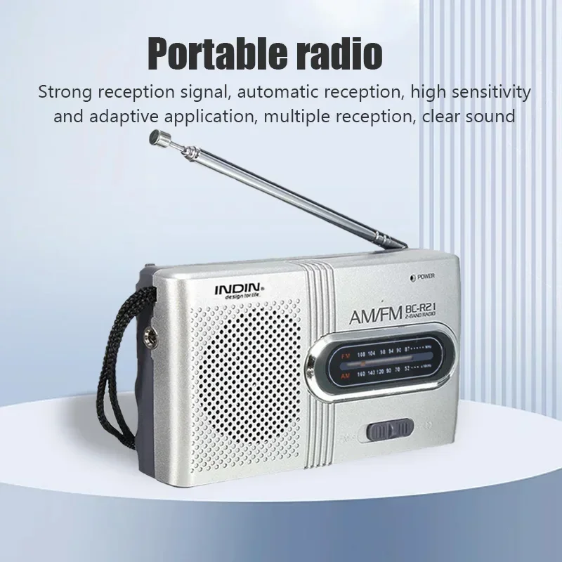 Built-in Speaker with a Standard 3.5MM Headphones Handheld Lightweight Ultra Thin BC-R21 Portable AM FM Radio Receiver Player