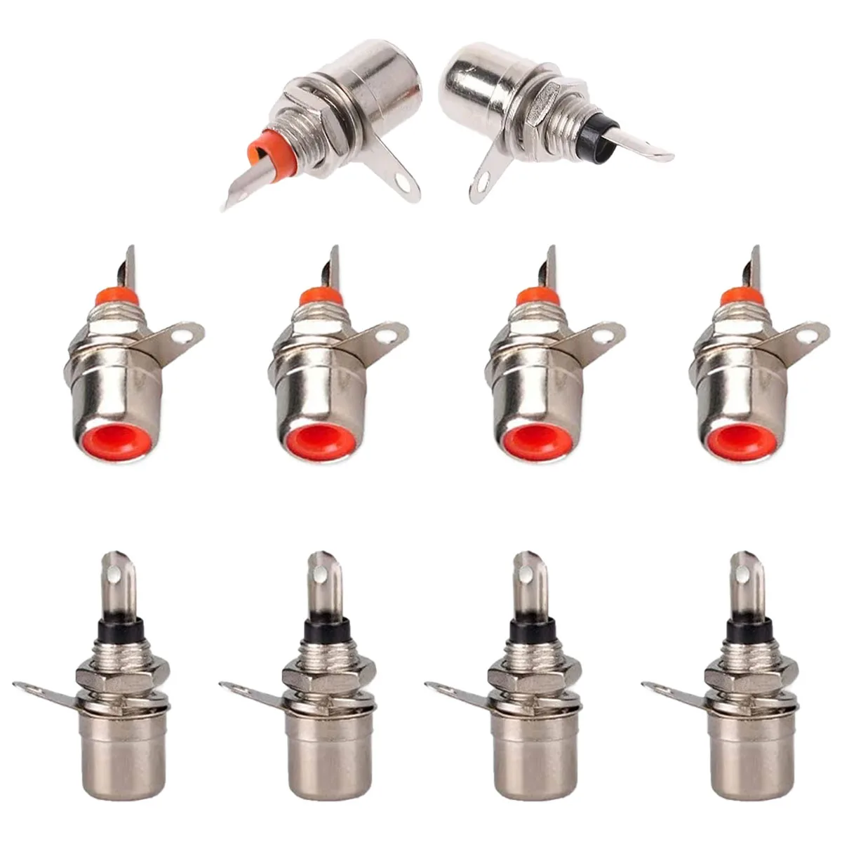 Adaptadores de enchufe de loto hembra RCA, montaje en Panel de chasis, 10 Uds. |   Conexión de audio de alta fidelidad para amplificadores, mezcladores y equipos de audio profesionales
