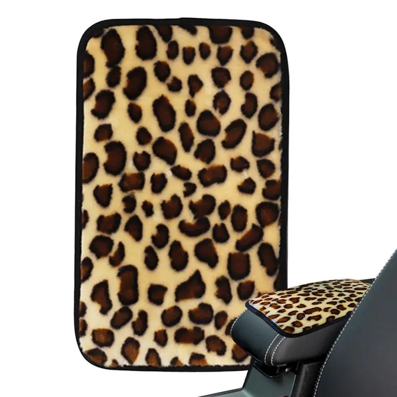 Leopard Print Center Console Cheetah Print Cover For Women Men Leopard Car Accessories Armrest Cover Center Seat Box Pad