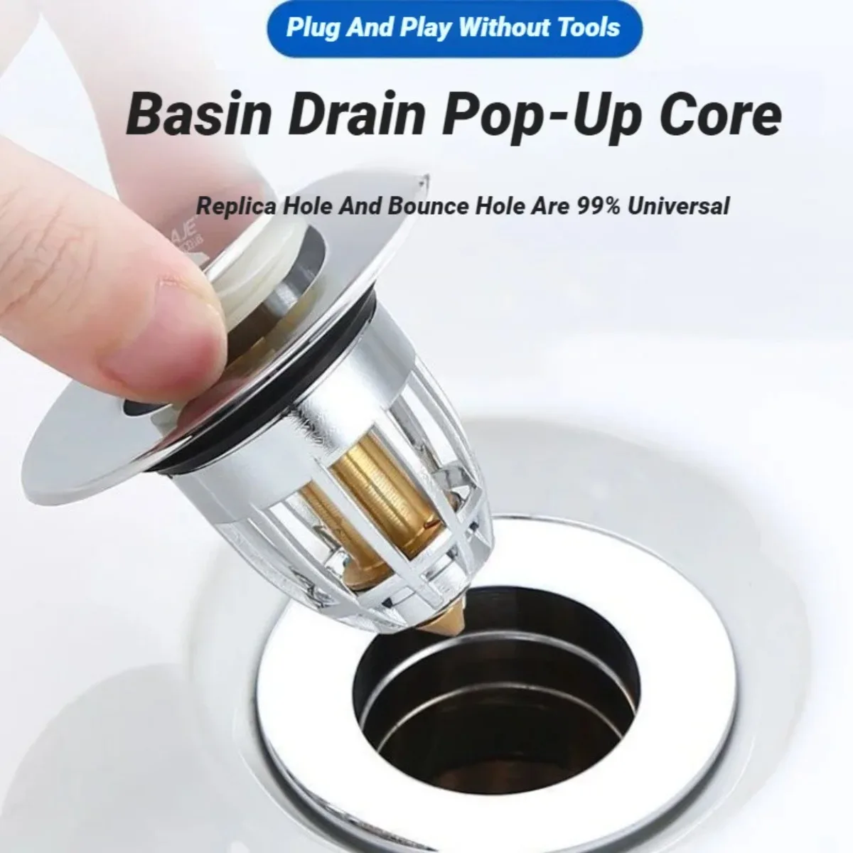 Push Rebound Drain Stopper 1PC Slive Universal Pop Up Filter with Hair Catcher for Bathroom Kitchen Bathtub Sink Basin Use