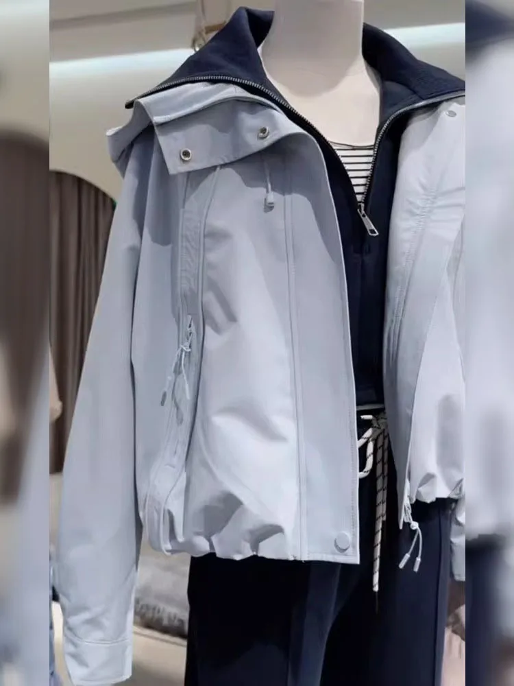 

Уникальная свободная повседневная светло-голубая куртка ранней весны в Корейском стиле, ветровка небольшого размера на подкладке, весенне-осенняя верхняя одежда