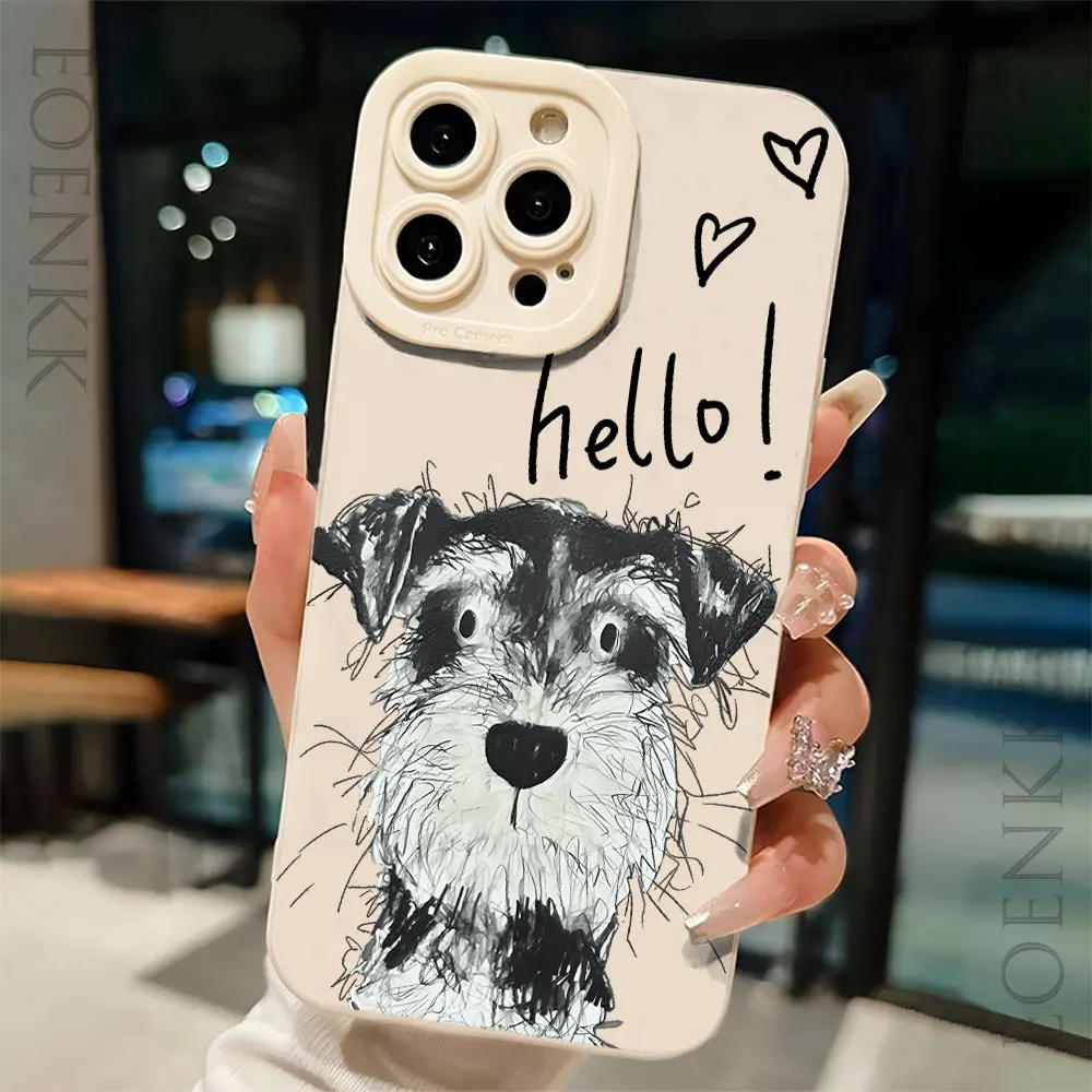 Case for 13 Iphone Phone Cases For iPhone 15 14 13 12 11 Pro Max 7 8 Plus XR XS X SE2 Soft Silicone Bumper Cover Scrawled puppy