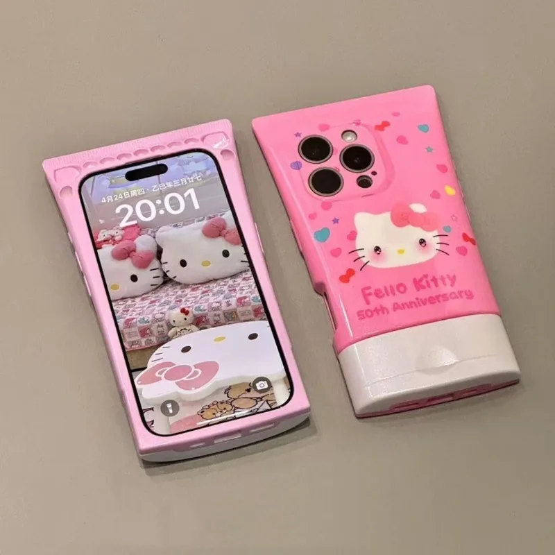 

Hello Kitty Anime Kawaii Sanrio Ins Fashion KT Cat Creative iPhone16Promax Phone Case Cute My Melody Apple 15 Soft Cover Gifts