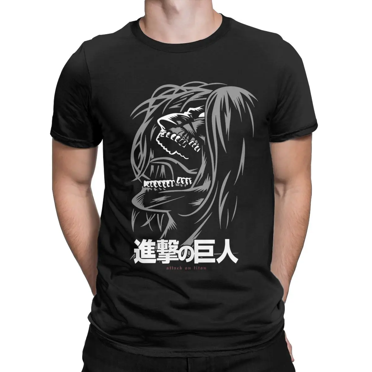 Eren Jeager Yeager Anime AOT T-Shirts for Men Vintage Pure Cotton Tee Shirt Crew Neck Short Sleeve T Shirts Big Size Tops