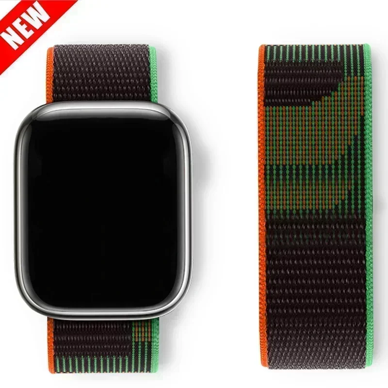 Nylon Loop Sport Strap for Apple Watch Band 49mm 45mm 44mm 42mm 40mm 38mm Bracelet for IWatch 9 8 7 6 5 SE 3 4 Ultra 2 Watchband