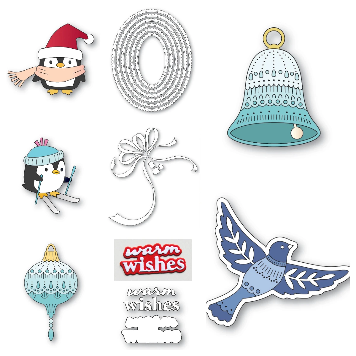 Feine Finken-, Pinguin-, Hirsch-, Vogel-, vergoldete Schriftrollen-Ornament-, Maus- und Schneemann-Weihnachts-Metallstanzformen für DIY-Handarbeiten und Scrapbooking, September 2026