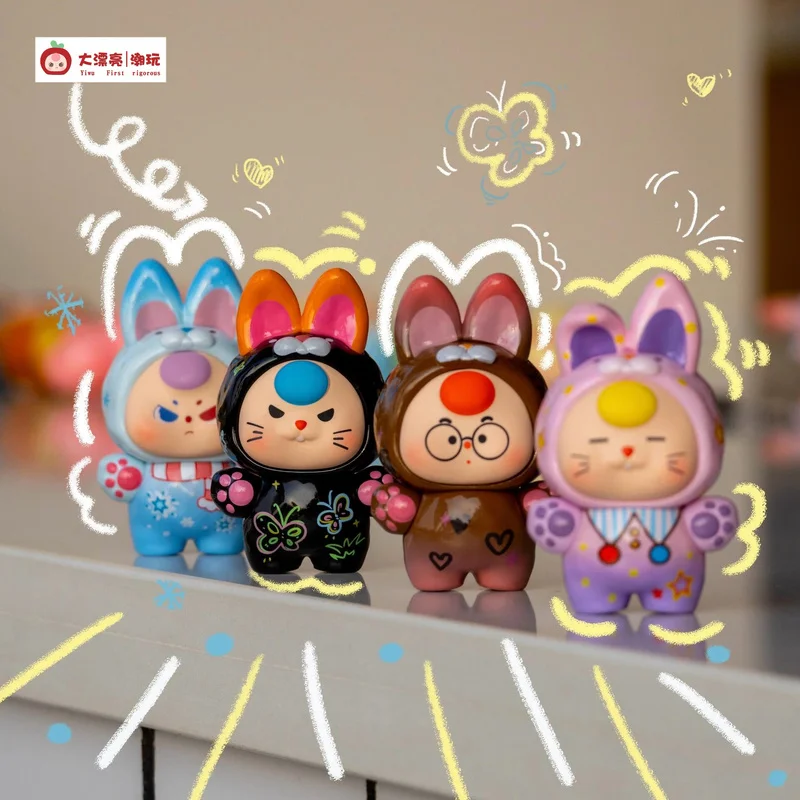 Original In Stock Baby Three Dopamine Bunny Series Cute Granules Blind Boxes Trendy Toys Small Figurines Pendants Cute Gifts