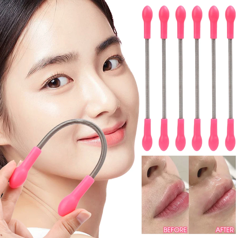 1-10pcs Stainless Steel Spring Hair Remover Stick Women Face Body Removal Facial Hair Free Makeup Spring Bend Remover Tools