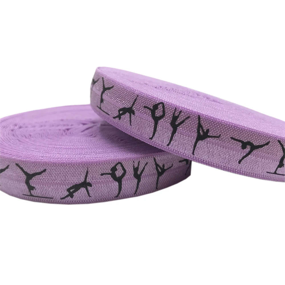 10 Yards 5/8'' bunter Gymnastik-Druck, umklappbar, elastisch, dehnbar, für Mädchen, Haargummi, Zubehör, DIY, handgefertigtes Gurtband – Detail 3