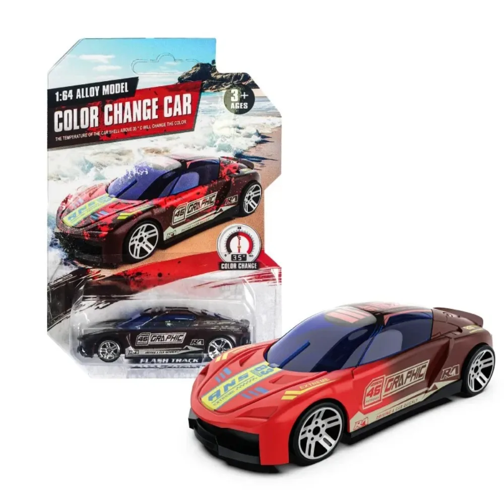1:64 Scale Color Changing Car Crash-Resistant Vehicle Plastic Racing Car Model Temperature Sensitive Inertia Pull Back Car