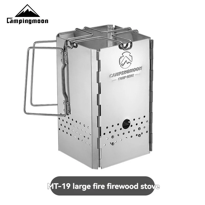 MT-18 CAMPINGMOON Foldable Portable Igniter Charcoal Stove Stove Stove Come with Storage Bag Barbecue Four Corner Charcoal Stove