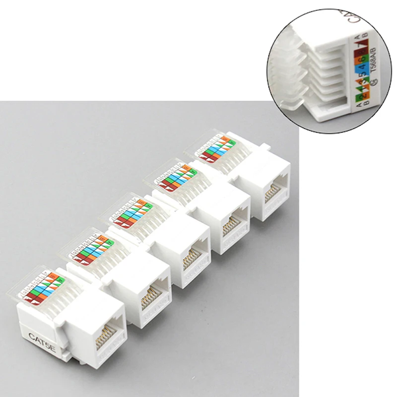 【10Pcs RJ45 CAT5e Ethernet Network Keystone JackClip Module Wall Plug Connector】