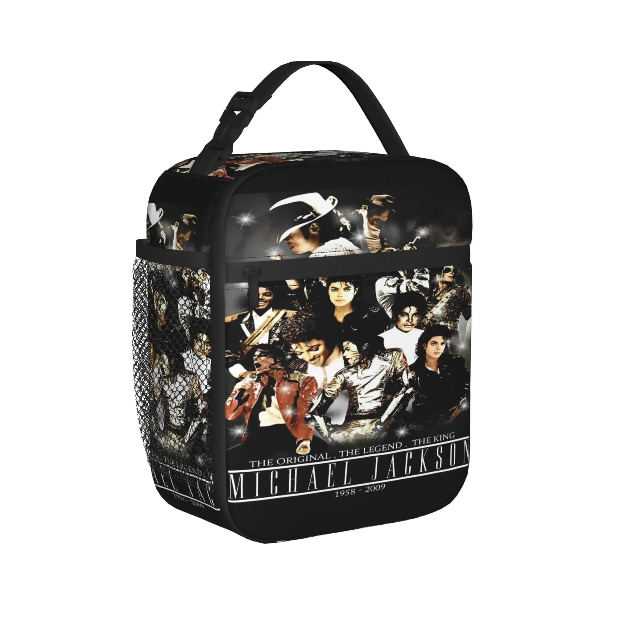MJ king of pop Insulated Lunch Bags Thermal Bag Reusable,Meal Container Portable Tote Lunch Box Food Handbags Beach  Outdoor
