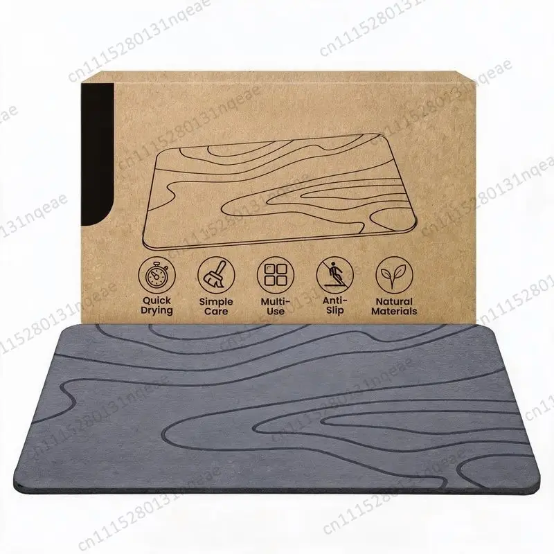 Diatomite Absorbent Bathroom Floor Mat Kitchen Non-slip Quick-drying Floor Mat