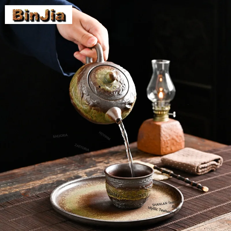 BAEJORIA Kiln Fambe Green Dragon Teapot Ancient Tea Infuser Pot Tea Soaking Kettle With Filter Cafes Accessories Ornaments Gifts