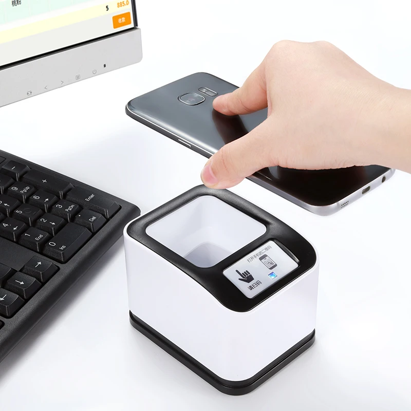 Supermarket Handsfree USB 2D QR Code Reader Barcode Scanner for Mobile Payment Alipay Wechat