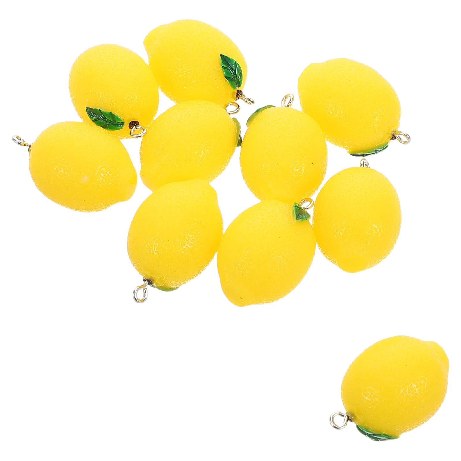 

10pcs Simulation Lemon Craft Charm Dangle Artificial Fruit Keychain Plastic Realistic Tropical Jewelry Car Bag Decor Toy
