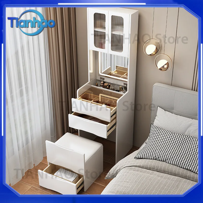 Modern Simple Bedroom Dresser with Clamshell Design and Top Cabinet for Small Apartments Integrated Storage Cabinet and