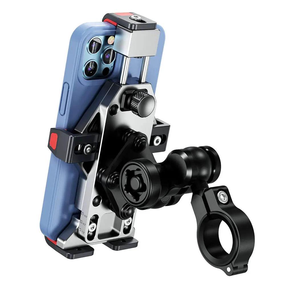 

Alloy Motorcycle Phone Holder High Quality Shock Absorption Bike Motorcycle Mobile Stand 360° Adjustment Handlebar Bracket
