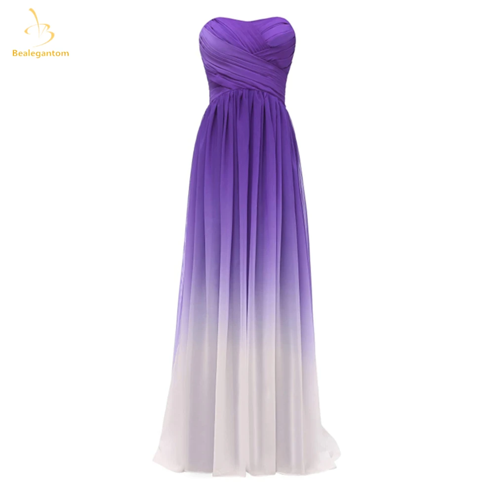 

Bealegantom Sexy Purple White Gradient Prom Dresses Chiffon Long Formal Evening Bridesmaid Party Gown Robes De Soiree QA183