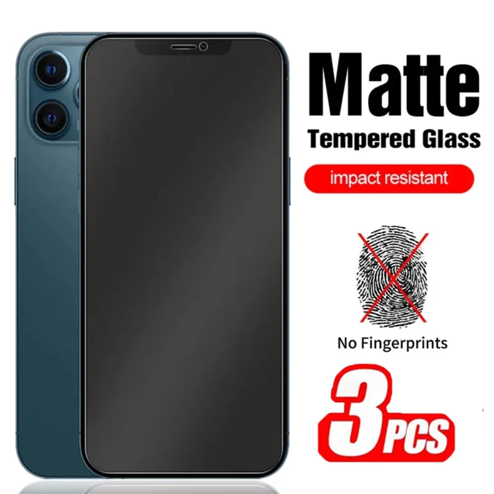 3PCS Matte Full Screen Protectors For iPhone 11 12 13 14 15 Pro Max Frosted Glass For iPhone 11 14 15 Pro Plus XS MAX XR Glass