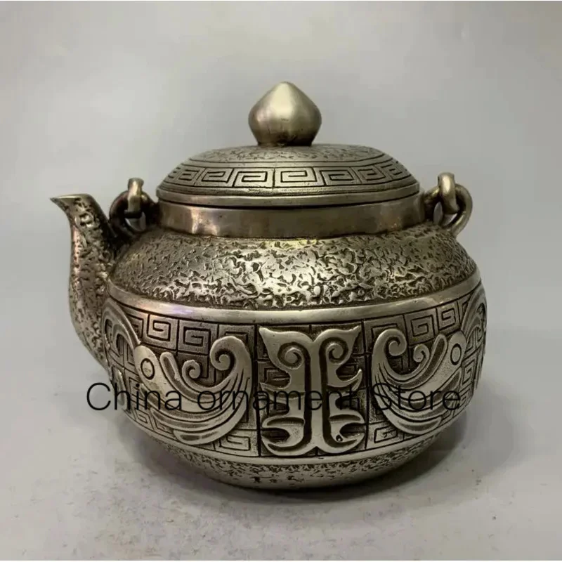 

China White copper archaize teapot crafts statue