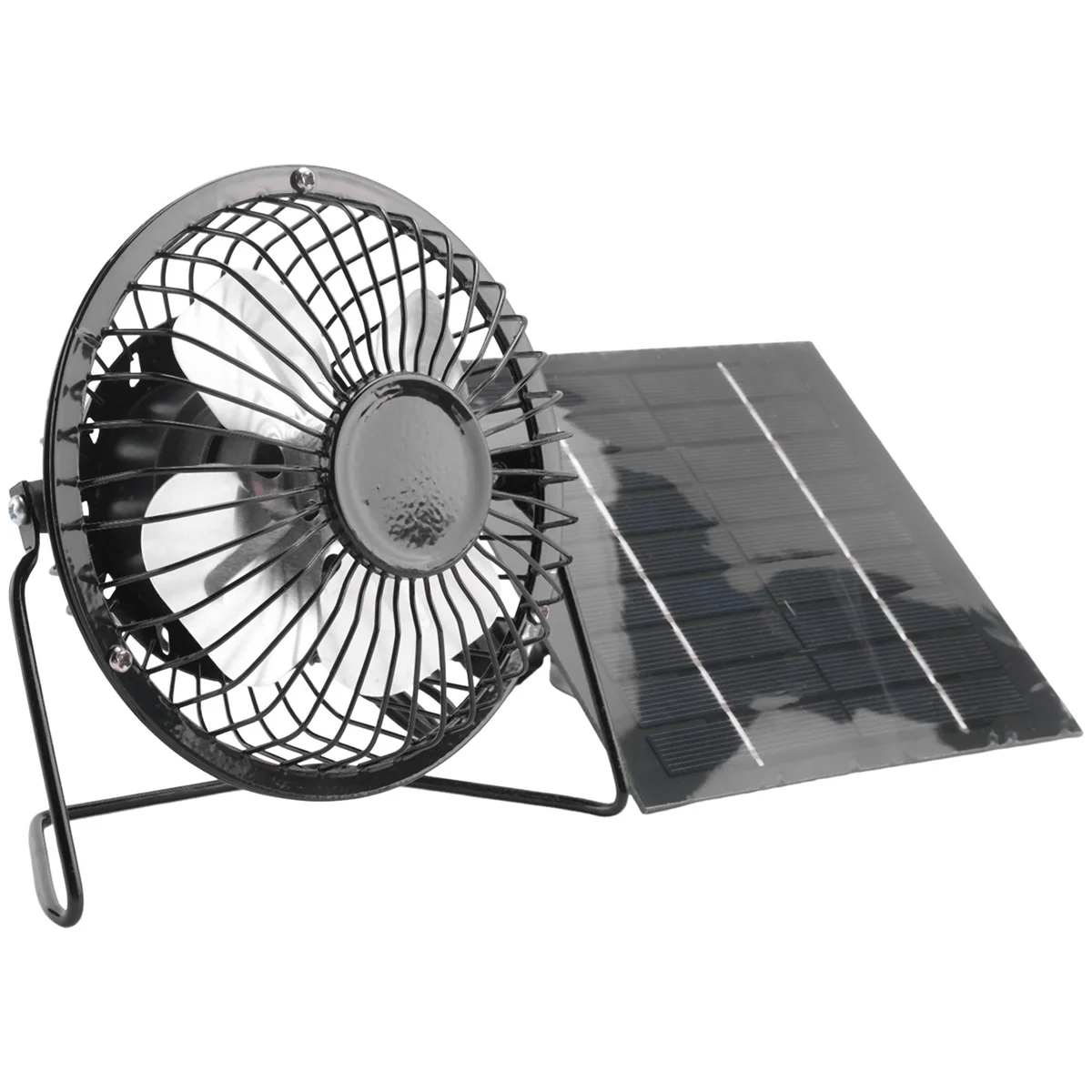 5W 5V Solar Panel Powered Fan, Mini Portable Ventilation Cooling Fan 4-Inch USB Portable Fan for Camping Yacht Dog House