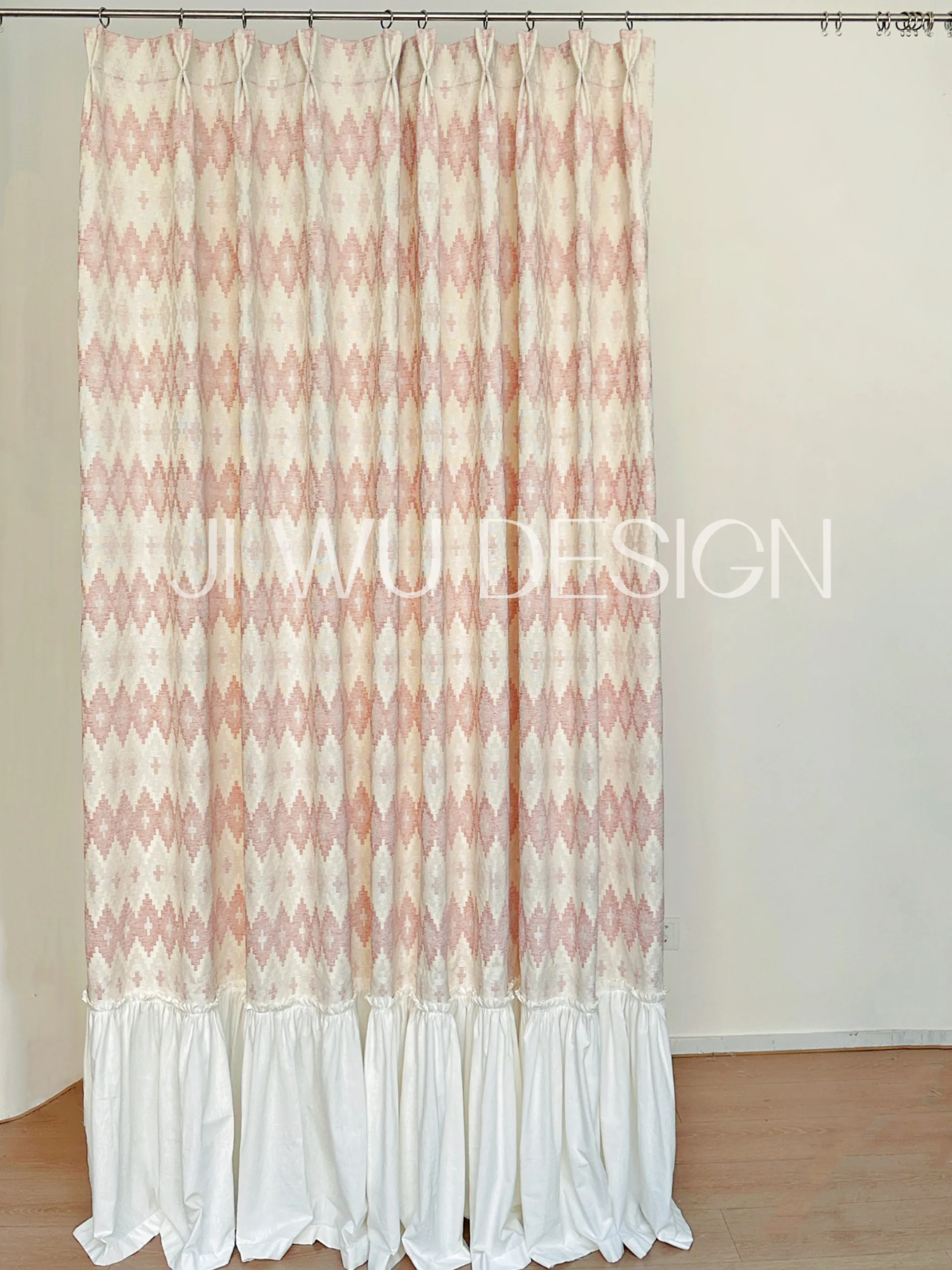 Mid Ancient Style Cream French Retro Style Skirt Stitching Curtains for Living Room Bedroom Partition Curtain Customization