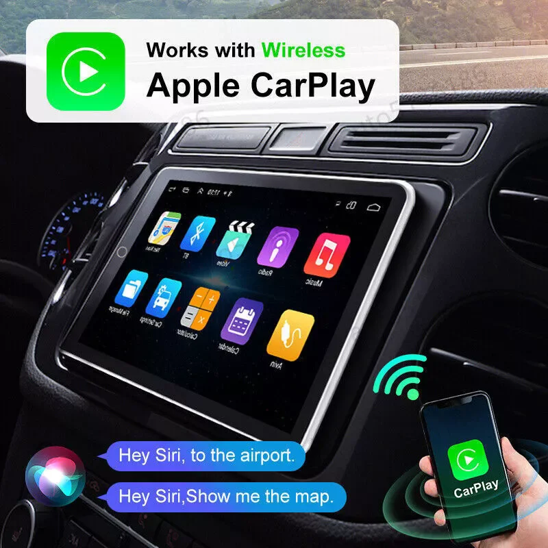 10.1'' Din Car Stereo Radio GPS Navi Wifi Rotatable Touch Screen Android Carplay