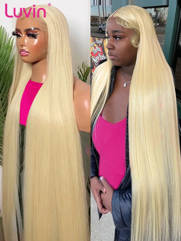 Luvin 40 Inch 613 Honey Blonde 13x6 HD Lace Frontal Wig Human Hair Color Straight 13x4 Lace Front 5x5 Glueless Ready To Wear Wig