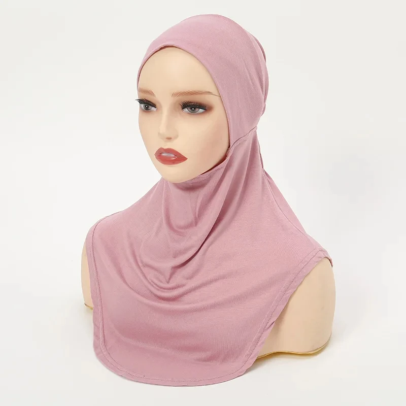 Hijab musulmán instantáneo de Color sólido, Simple, fino, transpirable, elástico, pequeño sombrero, informal, protector solar, al aire libre, Modal