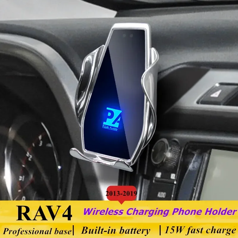 2013-2019 For RAV4 Phone Holder Wireless Charger Toyota Car Mobile Phone Mount Navigation Bracket GPS Support 360 Rotating